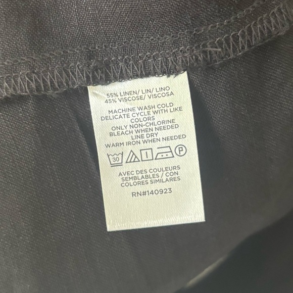 Loft Seamed Linen Blend Midi Dress Black White Preppy Feminine Chic - Picture 12 of 13